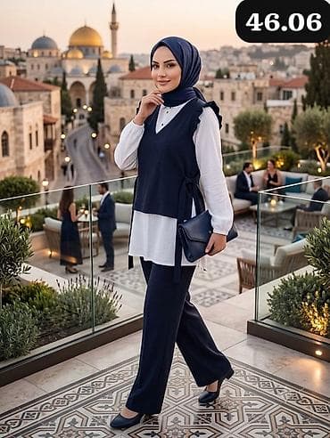 lil solid 2.0: İkiqat dəst – klassik modest stil - 3 hissəli kombin: uzun ağ — 2
