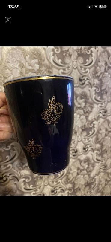 tom xrustal qablar: Fincanlar, rəng - Göy, Keramika, 1 əd, 300 ml — 1