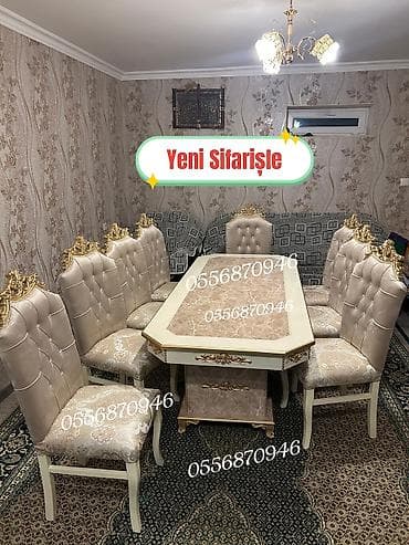 Для гостиной, Новый, Нераскладной, Прямоугольный стол, 6 стульев — 8