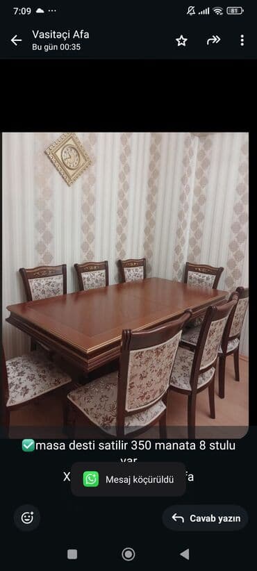 stol stul ikinci el: İşlənmiş, 8 stul — 1