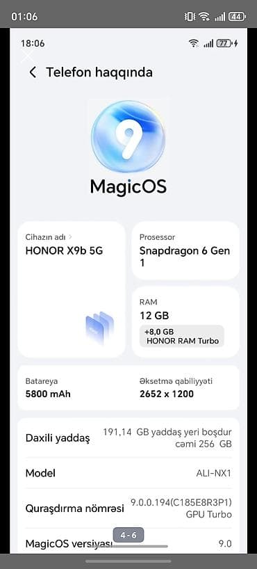 Mobil telefonlar: Honor X9b, 256 GB, rəng - Qara, Barmaq izi — 5