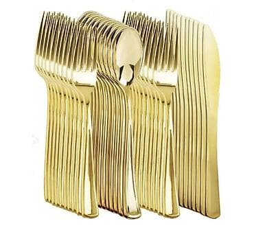 Qızılı rəngdə süfrə ləvazimatları dəsti - Tərkib: bıçaq, çəngəl və lalafo.az -da Qızılı rəngdə süfrə ləvazimatları dəsti - Tərkib: bıçaq, çəngəl və