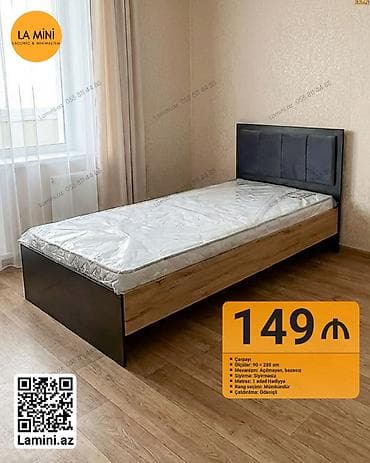 matras taxt: Təknəfərlik çarpayı, Bazasız, Matras ilə, Siyirməsiz — 1