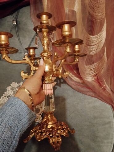 Digər ev dekoru: Möhkəm bürünc effektli, klassik üslubda şamdan/kandelyabr - 5 şam — 6