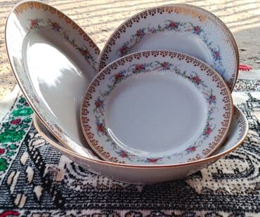 18 karat qizil: Nahar dəsti, rəng - Ağ, 6 nəfərlik, Çexiya — 3