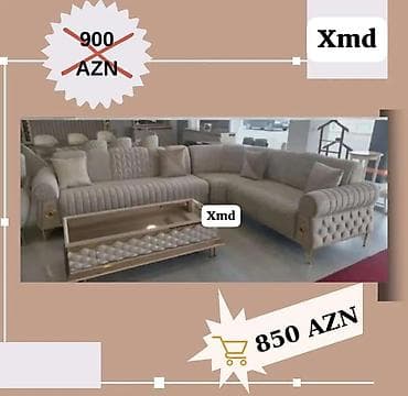 – Künc divan dəsti – Zərif bej rəng, yumşaq məxməri/parça üzlük –