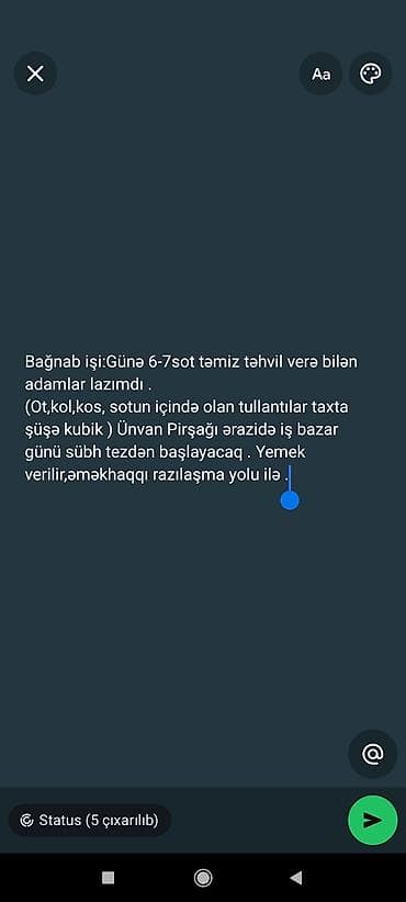 bağ evi iş: Bağban işi – Pirşağı ərazisi - Gündə 6–7 sot sahəni tam təmizləyə — 1
