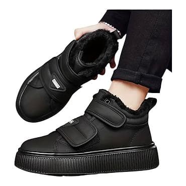 Botinkalar: Мужские утеплённые ботинки на липучках, цвет чёрный, новые, размер — 5