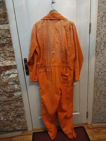 Narıncı rəngli iş kombinezonu - Tam bədən kombinezon, fermuarlı ön