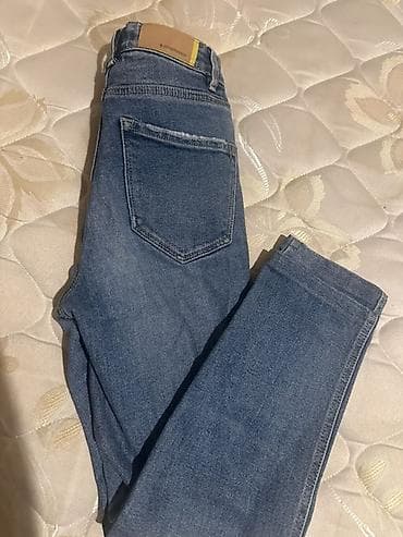 Cinslər: Mavi rəngli klassik cins şalvar - Model: dar kəsim (slim/skinny — 1