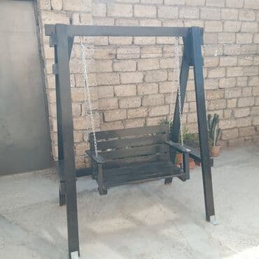 uşaq yelənçəyi: Skamya-yelləncəl, Zontiksiz, Taxta — 2