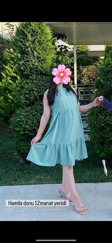 Hamilə donu – açıq mavi rəngdə, rahat və yüngül model. A-kəsim siluet — 1