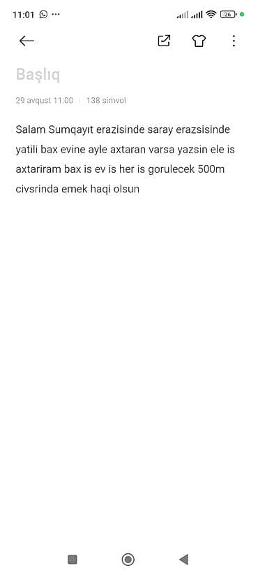 derzi iş: Sumqayıt, Saray ərazisində daimi (yatılı) baxevinə ailə axtarılır. Ev — 1