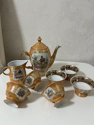 qab qasiqlar: Çay dəsti, rəng - Qızılı, Farfor, 4 nəfərlik — 1