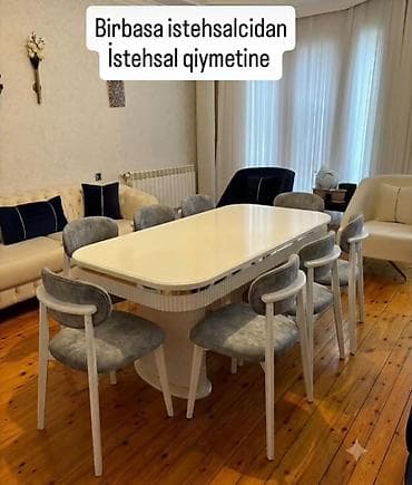 Qonaq otağı üçün, Yeni, Açılmayan, Oval masa, 6 stul
