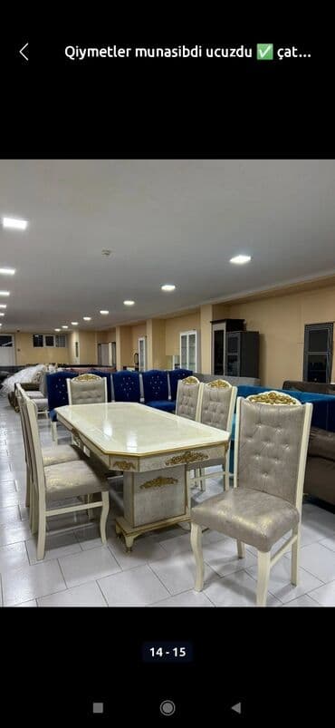 stul sekilleri: Qonaq otağı üçün, Yeni, Açılmayan, Dördbucaq masa, 6 stul — 6