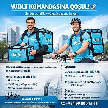 Sürücü-kuryer tələb olunur, Şəxsi nəqliyyat vasitəsi ilə, Gündəlik ödəniş, Təcrübəsiz