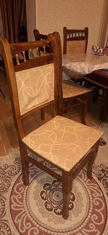 barni stol: Qonaq otağı üçün, Açılmayan, Dördbucaq masa, 6 stul — 3