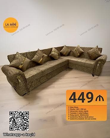 mini divan: Künc divan, Açılan, Bazalı, Şəhərdaxili pulsuz çatdırılma — 1