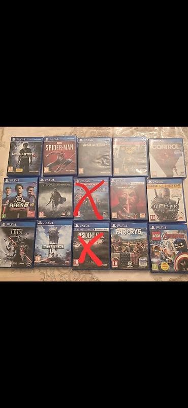 PS4 üçün orijinal disk oyunlar toplusu. barter edilmir ! Mövcud adlar