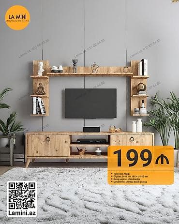 Düz TV altlığı, Polkalı, Laminat