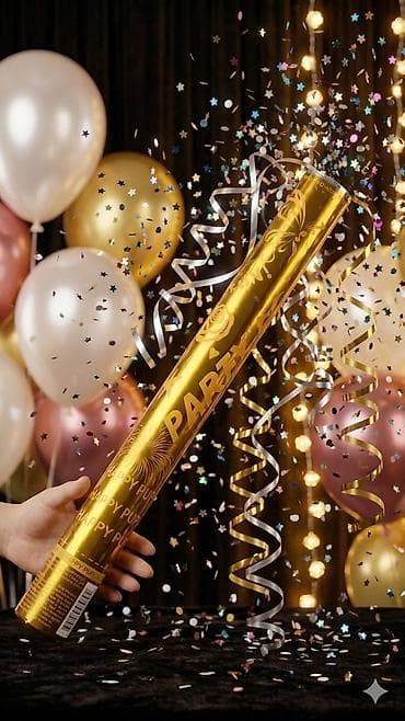 Товары для праздников: Qızılı “Party Popper” konfetti topu - Tədbirlər üçün şən effekt: ad — 7