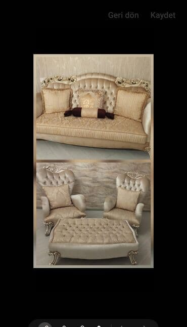 İşlənmiş, Klassik divan, Divan, 2 kreslo, Pufik, Bazasız, Açılmayan