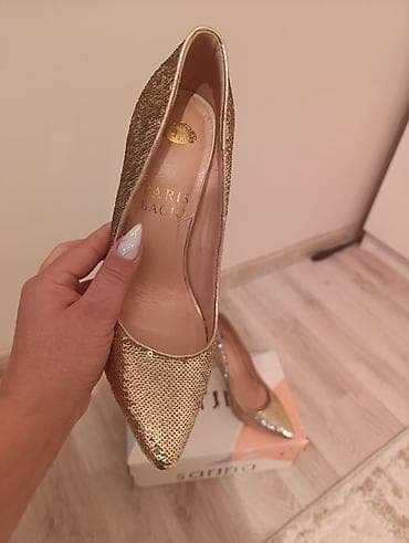 qizi: Qızılı rəngli, parıltılı qadın stilettosu – Paris Bacio brendi Heç — 1