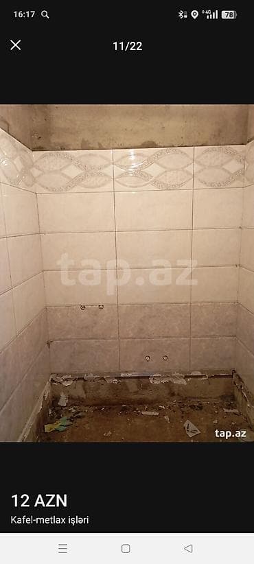 setka qapi qiymeti: Xidmət: Kafel-metlax işləri - Hamam, tualet, mətbəx və döşəmə-divar — 9
