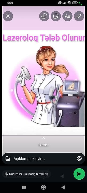 Vakansiya: Lazeroloq aparat hem aleksandrit hem diod buz bawliqli elos