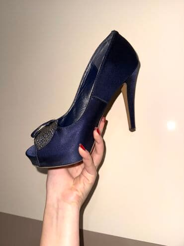 şnurlu qadın mokasinləri: Tuflilər, Ölçü: 38, rəng - Göy, İşlənmiş — 3