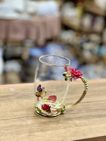 demir qab: Fincanlar, rəng - Qızılı, Şüşə, 1 əd, 250 ml, Türkiyə — 6