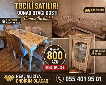 divan desti: Qonaq otağı dəsti – hamısı birlikdə Dəst tərkibi: - Künc divan: L — 1