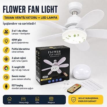 ventil: Patrona bağlanan Pultlu Tavan sərinkeşi + LED Lampa (40W) 52sm . ❄️ — 2