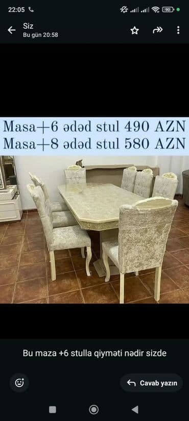 transformer jurnalni: Qonaq otağı üçün, Yeni, Açılmayan, Dördbucaq masa, 6 stul — 5