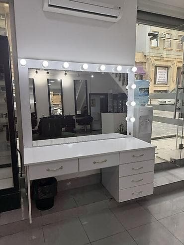 make up stolu: Vizaj masası və güzgü komplekti - Rəng: ağ - Peşəkar vizaj/saç — 2