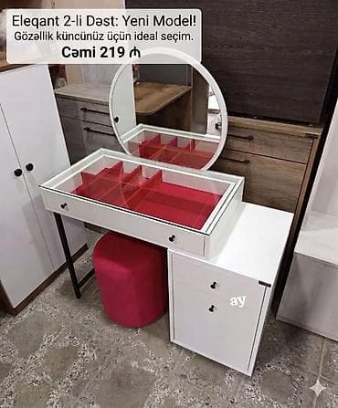 Elegant 2-li dəst – yeni model vizaj masası və puf. Xüsusiyyətlər: -