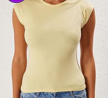 sarlar: Qadınlar üçün qolsuz açıq-sarı top - Rəng: açıq sarı (pastel ton) - — 3