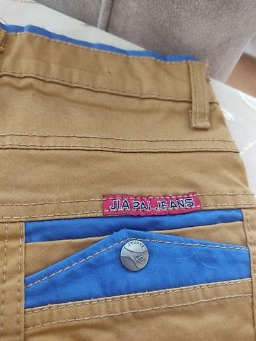 varatnik modelleri: Uşaq şalvarı – JIA PAI JEANS - Rəng: xardal (mustard) tonunda, mavi — 3