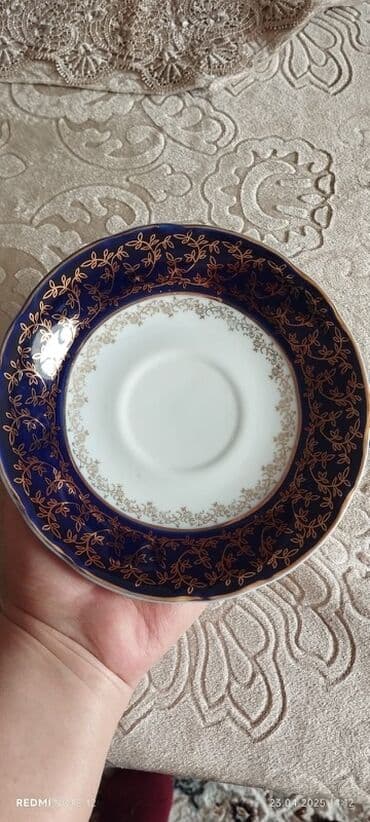 komputer servis: Çay dəsti, rəng - Göy, Farfor, 6 nəfərlik — 5