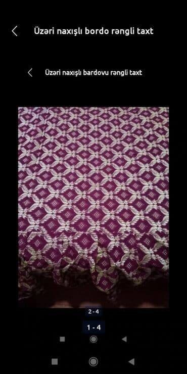 taxt doşəyi: Üzəri naxışlı bardovu rəngli taxt üçün pakrival, 230×201. Yuxarı və — 1