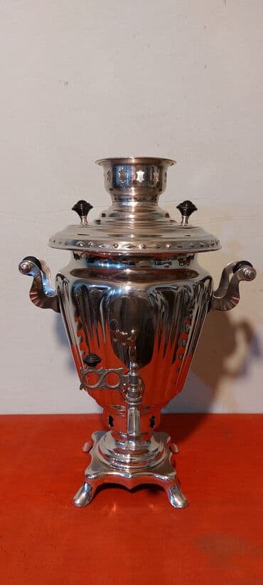 купить чайник в баку: Klassik samovar dəsti - Material: cilalanmış metal korpus (gümüşü və — 5