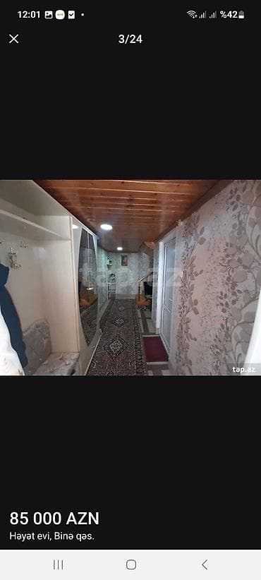 bina az ev alqi satqisi: Binə qəsəbəsində həyət evi. ışıq, qaz, su, kombi, 5 otaqlı sənət — 3
