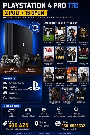 # 🎮 PlayStation 4 Pro 1TB Satılır PlayStation 4 Pro 1TB satılır