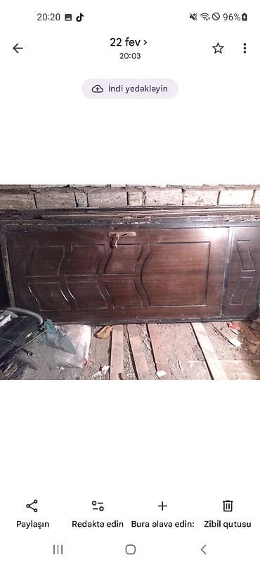 Metal karkaslı taxta giriş qapısı - Material: ağır metal çərçivə +