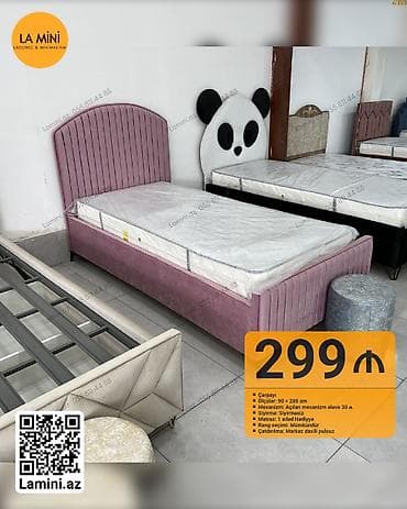 carpayı matras: Təknəfərlik çarpayı, Bazalı, Matras ilə, Siyirməsiz — 1