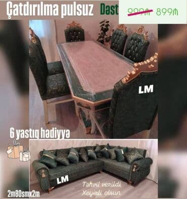 salon divanlari: Divan + Masa dəsti👑 Sifarişlə hazırlanır. Dəst şəkildə : 899₼ — 1