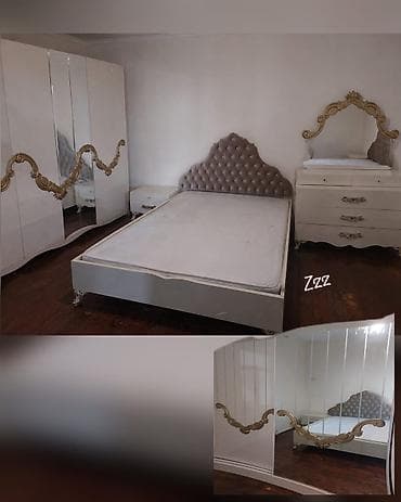 Двуспальная кровать, Трюмо, Шкаф, 2 тумбы, Б/у