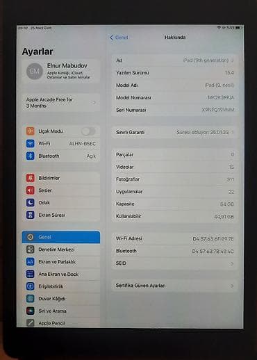 planşet apple: İPad 9.7 Təcili satılır🕧 Yaddaş 32 GB 💾 Yazılım Sürümü 16.3.1🆕️ — 5