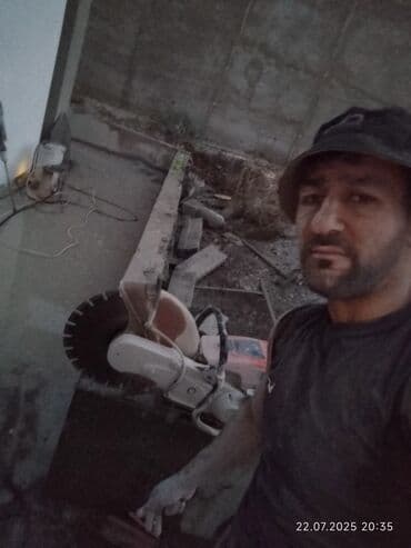 malyar işi: Səssiz tozsuz səliqəli kəsim. Beton katlavan monolit kubik — 21